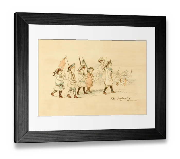 Framed Print : Victorian children playing at being Infantrymen Framed Print : Victorian children playing at being Infantrymen