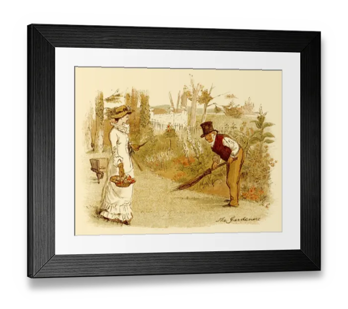 Framed Print : Victorian lady assisting her gardener Framed Print : Victorian lady assisting her gardener