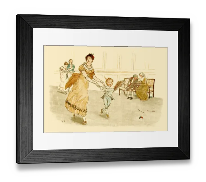 Framed Print : Regency era young woman dancing with Cupid Framed Print : Regency era young woman dancing with Cupid
