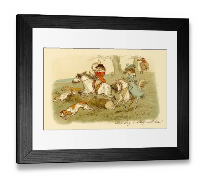 Framed Print : Nineteenth century children on a stag hunt Framed Print : Nineteenth century children on a stag hunt