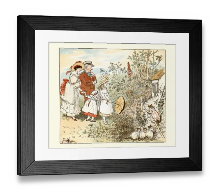 Framed Print : Frog He Would A-Wooing Go, nursery rhyme, A cat and her kittens came Framed Print : Frog He Would A-Wooing Go, nursery rhyme, A cat and her kittens came