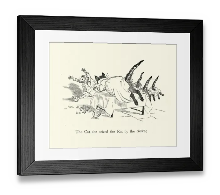 Framed Print : Frog He Would A-Wooing Go, nursery rhyme, The Cat she seized the Rat by the crown Framed Print : Frog He Would A-Wooing Go, nursery rhyme, The Cat she seized the Rat by the crown