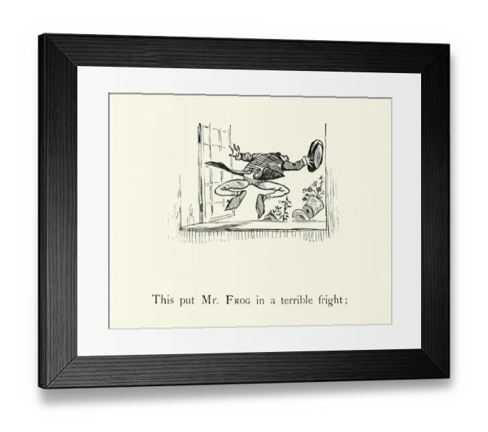Framed Print : Frog He Would A-Wooing Go, nursery rhyme, This put Mr Frog in a terrible fright Framed Print : Frog He Would A-Wooing Go, nursery rhyme, This put Mr Frog in a terrible fright