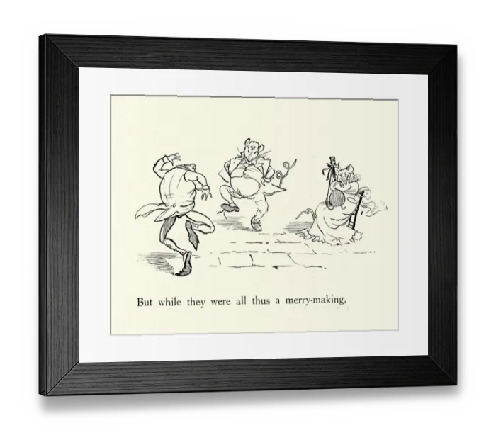Framed Print : Frog He Would A-Wooing Go, nursery rhyme, Rat and frog dancing Framed Print : Frog He Would A-Wooing Go, nursery rhyme, Rat and frog dancing