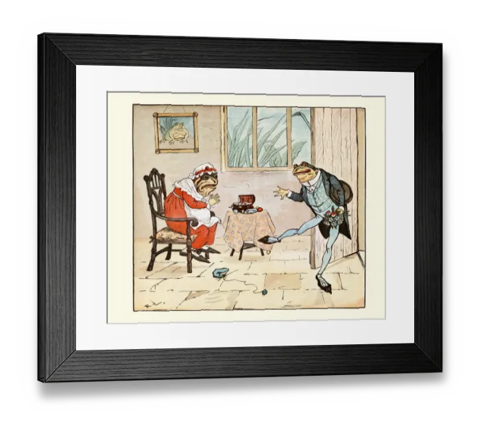 Framed Print : Frog He Would A-Wooing Go, Randolph Caldecott, childrens nursery rhyme Framed Print : Frog He Would A-Wooing Go, Randolph Caldecott, childrens nursery rhyme