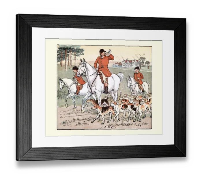 Framed Print : Victorian father going on fox hunt with his sons, 19th Century Framed Print : Victorian father going on fox hunt with his sons, 19th Century