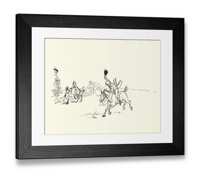 Framed Print : Young man wildly galloping passed on his horse, Victorian Framed Print : Young man wildly galloping passed on his horse, Victorian