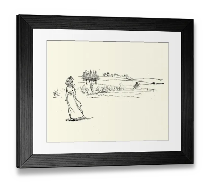Framed Print : Young woman watching her sweetheart ride away, Victorian Framed Print : Young woman watching her sweetheart ride away, Victorian
