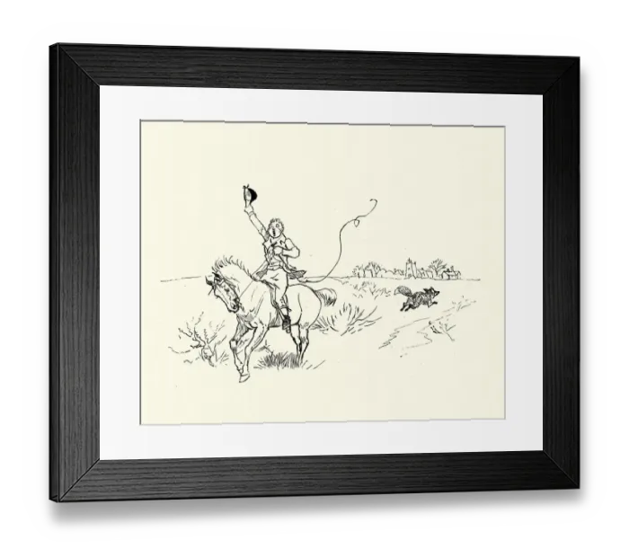 Framed Print : Fox running away from a hunter, Victorian 19th Century Framed Print : Fox running away from a hunter, Victorian 19th Century
