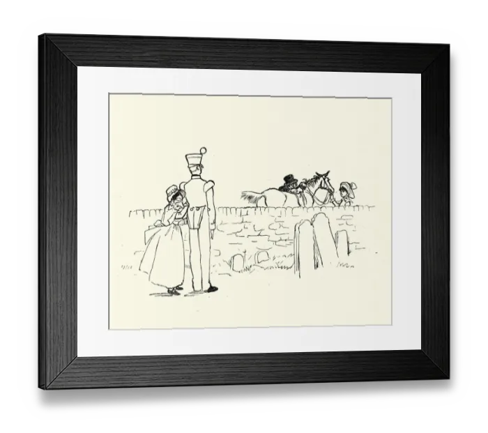 Framed Print : Young couple watching the parson ride away, Victorian Framed Print : Young couple watching the parson ride away, Victorian