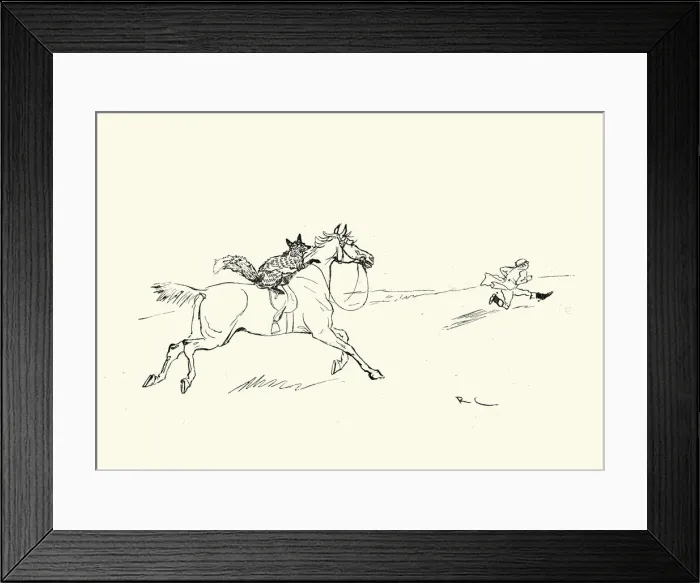 Framed Print : Fox and horseback chasing the hunter, Victorian Framed Print : Fox and horseback chasing the hunter, Victorian