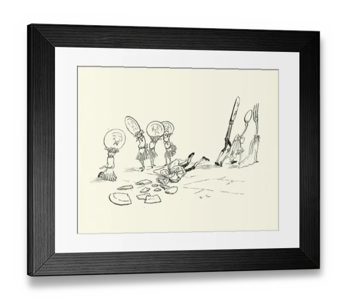 Framed Print : Hey Diddle Diddle, Broken dish, Nursery Rhyme Framed Print : Hey Diddle Diddle, Broken dish, Nursery Rhyme