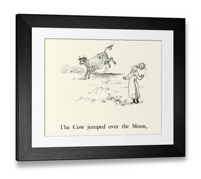 Framed Print : Hey Diddle Diddle, The Cow Jumped Over the Moon, Nursery Rhyme Framed Print : Hey Diddle Diddle, The Cow Jumped Over the Moon, Nursery Rhyme
