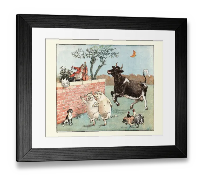 Framed Print : Hey Diddle Diddle, The Cat and the Fiddle, Nursery Rhyme Framed Print : Hey Diddle Diddle, The Cat and the Fiddle, Nursery Rhyme
