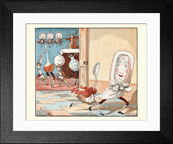 Framed Print : Hey Diddle Diddle, And the dish ran away with the spoon, Nursery Rhyme Framed Print : Hey Diddle Diddle, And the dish ran away with the spoon, Nursery Rhyme