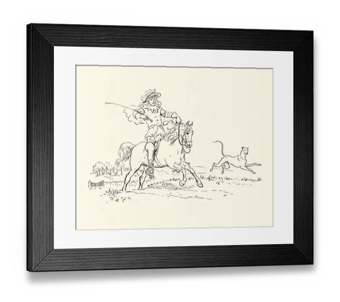 Framed Print : Young Squire out riding with his dog, Nursery Rhyme, The Milkmaid Framed Print : Young Squire out riding with his dog, Nursery Rhyme, The Milkmaid