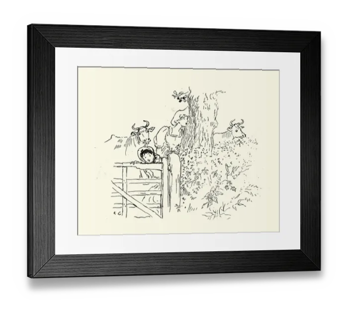 Framed Print : The milkmaids and the cows, Victorian 19th Century Framed Print : The milkmaids and the cows, Victorian 19th Century