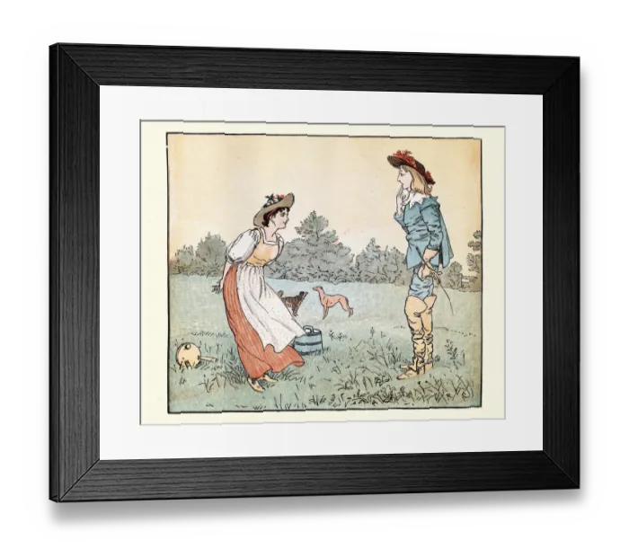 Framed Print : The Milkmaid and the squire, Nursery Rhyme