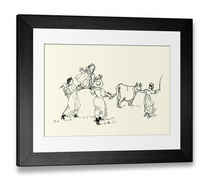 Framed Print : The milkmaids carrying to squire to the cow Framed Print : The milkmaids carrying to squire to the cow