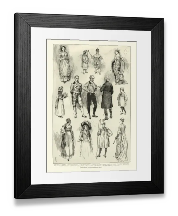 Framed Print : Costumes at the Randolph Caldecott memorial party, 1891 Framed Print : Costumes at the Randolph Caldecott memorial party, 1891