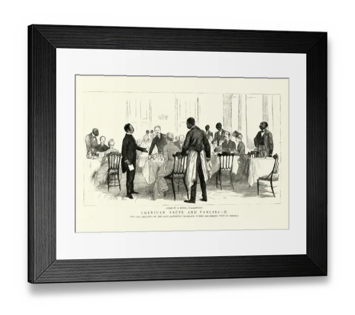 Framed Print : Waiters serving guests in the restaurant of a Washington hotel, 1886 Framed Print : Waiters serving guests in the restaurant of a Washington hotel, 1886