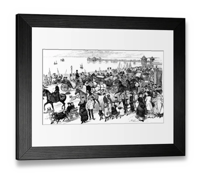 Framed Print : Antique illustration by Randolph Caldecott: Brighton Framed Print : Antique illustration by Randolph Caldecott: Brighton