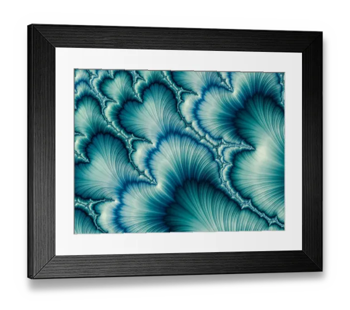 Framed Print : Aqua and Green psychedelic fractal background like floral petal Framed Print : Aqua and Green psychedelic fractal background like floral petal