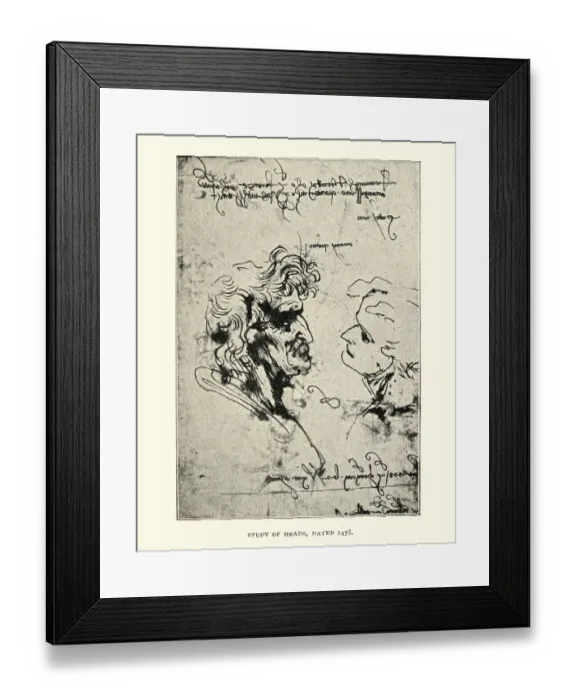 Framed Print : Study of heads dated 1478, Leonardo Framed Print : Study of heads dated 1478, Leonardo
