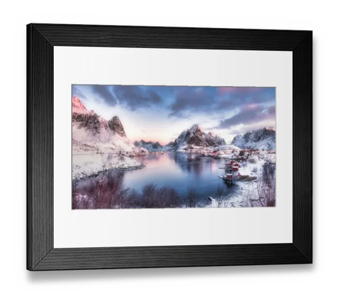 Framed Print : Lofoten in northern Norway. Photographed at dusk in winter Framed Print : Lofoten in northern Norway. Photographed at dusk in winter