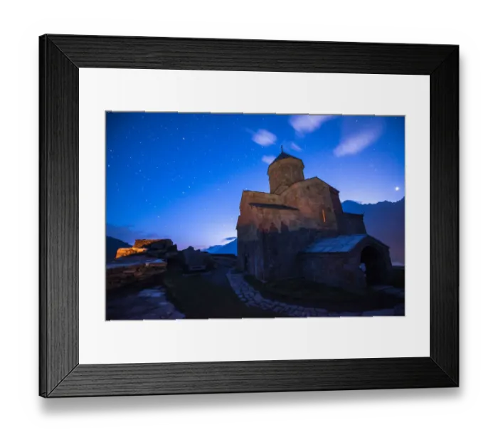 Framed Print : Ancient Gergeti Trinity Church high in the mountains Framed Print : Ancient Gergeti Trinity Church high in the mountains