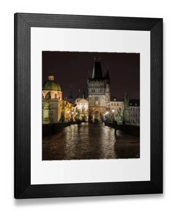Framed Print : Charles Bridge on a rainy night in Prague Framed Print : Charles Bridge on a rainy night in Prague