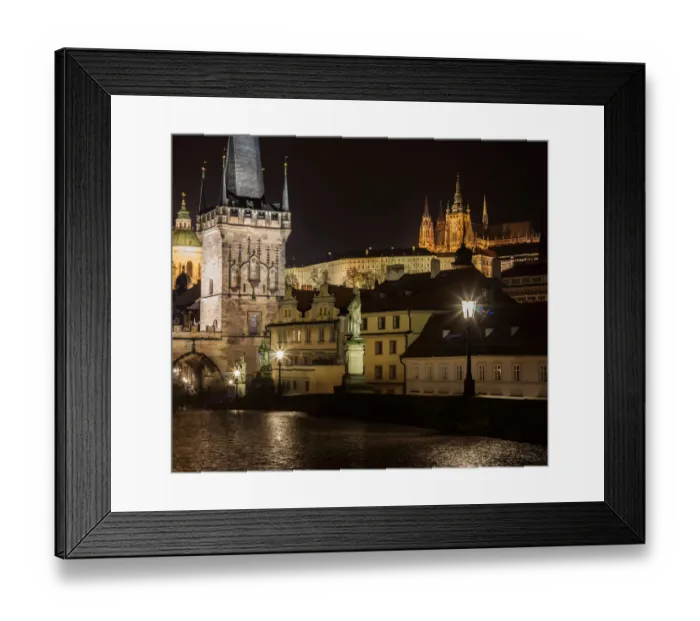 Framed Print : Prague Charles Bridge in Rain at Night Framed Print : Prague Charles Bridge in Rain at Night