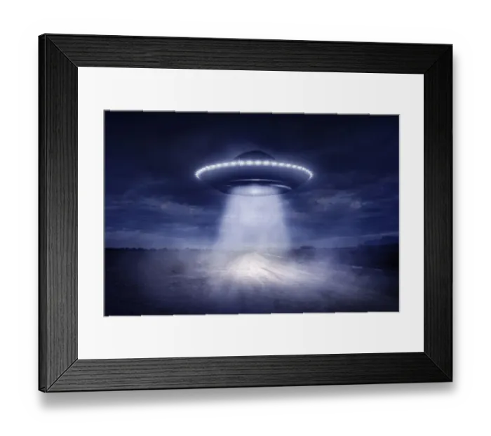 Framed Print : Alien spaceship landing on rural road Framed Print : Alien spaceship landing on rural road