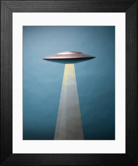 Framed Print : UFO shooting teleporting beam Framed Print : UFO shooting teleporting beam
