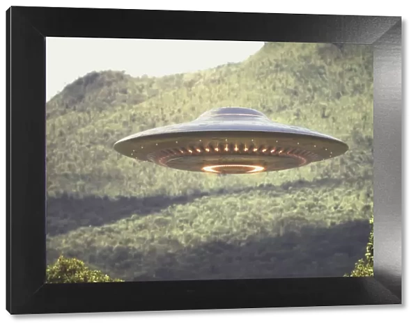UFO above trees, composite image