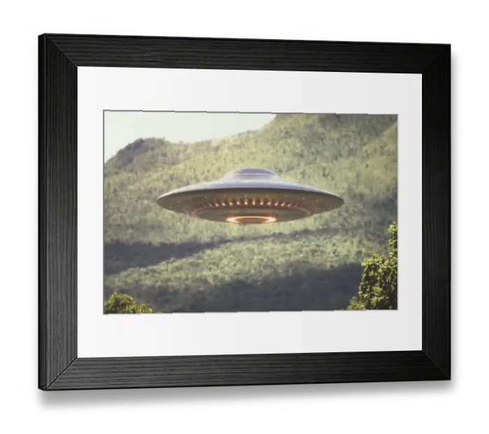 Framed Print : UFO above trees, composite image Framed Print : UFO above trees, composite image