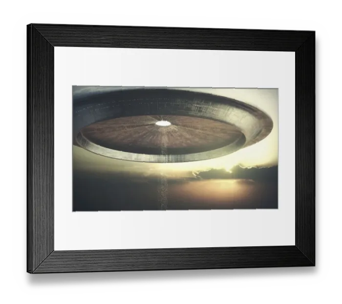 Framed Print : UFO in sky, illustration Framed Print : UFO in sky, illustration