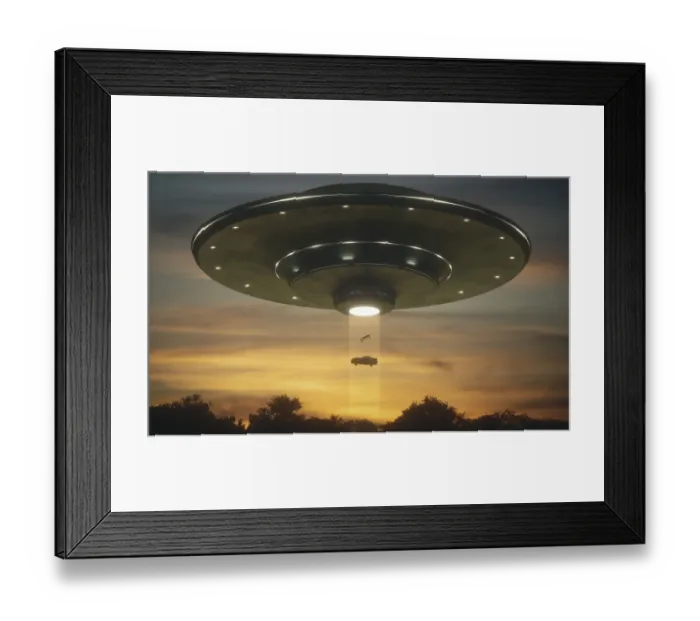 Framed Print : Space craft and light beam, illustration Framed Print : Space craft and light beam, illustration