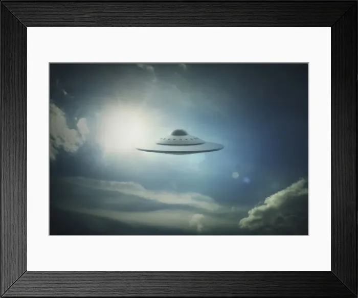 Framed Print : Ufo in sky, illustration Framed Print : Ufo in sky, illustration