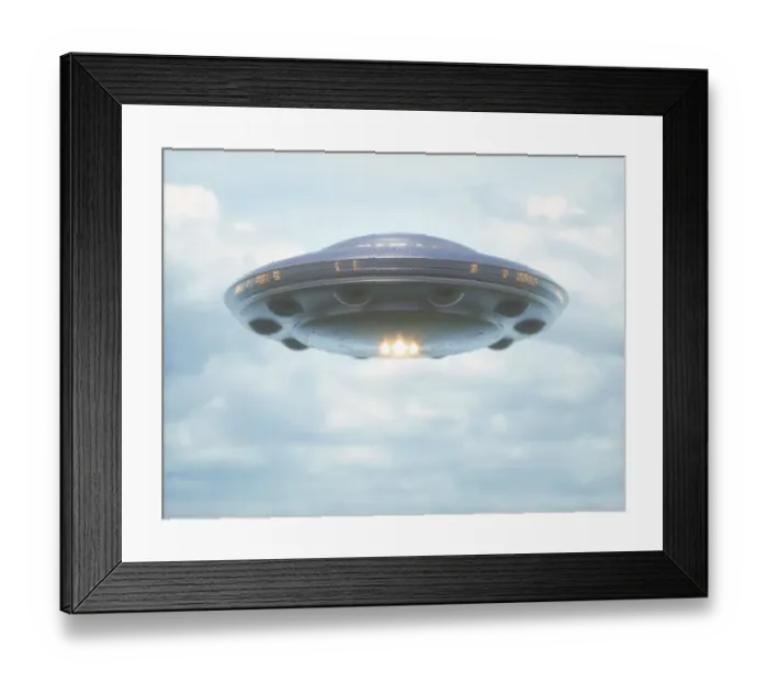 Framed Print : UFO in sky, illustration Framed Print : UFO in sky, illustration