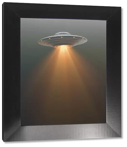 UFO with light, illustration