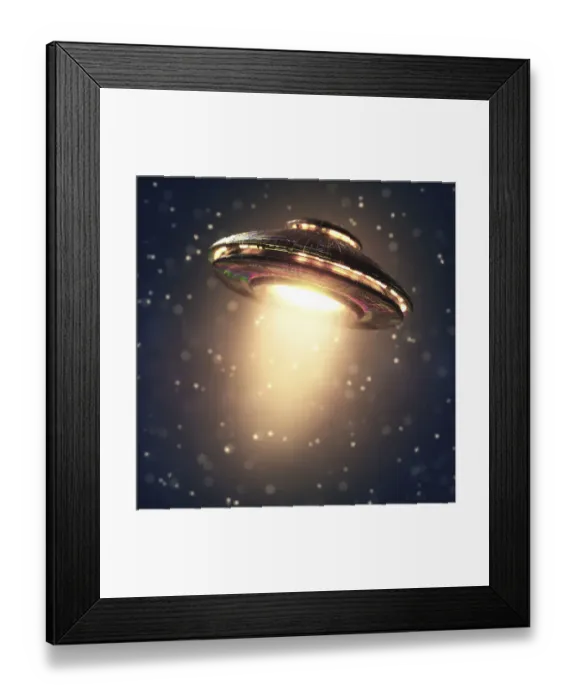 Framed Print : Alien space ship in outer space, illustration Framed Print : Alien space ship in outer space, illustration