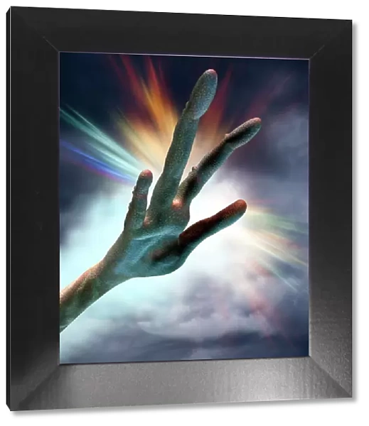 Outstretched alien hand, artwork