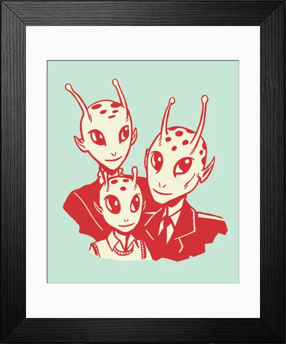 Framed Print : Alien Family Illustration Framed Print : Alien Family Illustration