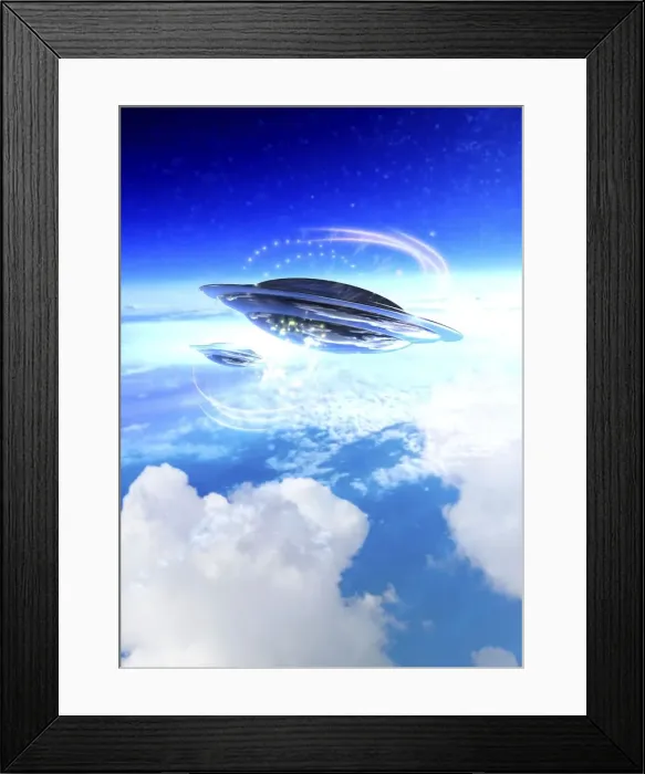 Framed Print : UFOs, illustration