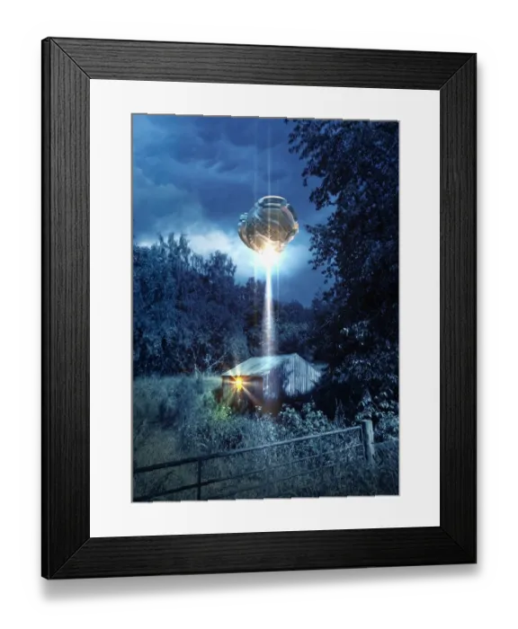 Framed Print : Alien abduction, illustration Framed Print : Alien abduction, illustration