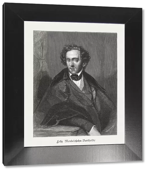 Felix Mendelssohn Bartholdy (1809-1847), German composer, wood engraving, published 1885