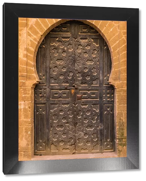 Beautiful carved doorways of the Kasbah of the Udayas in Rabat, Morocco
