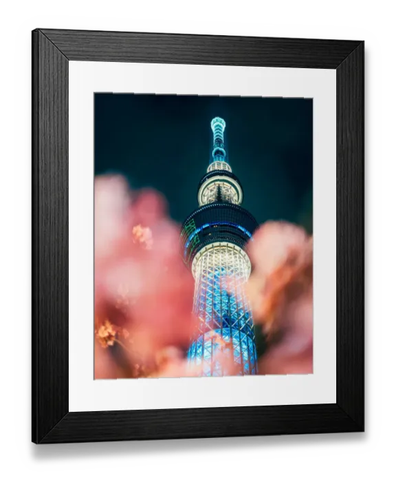 Framed Print : Nightview of Cherry Blossom and Sakura with Tokyo SkyTree in Japan Framed Print : Nightview of Cherry Blossom and Sakura with Tokyo SkyTree in Japan