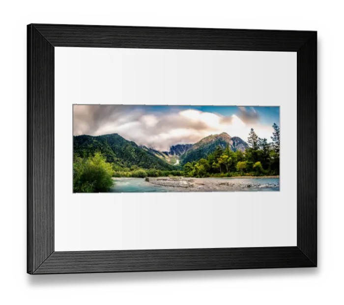 Framed Print : panorama of Kamikochi landscapes in Japan at sunset Framed Print : panorama of Kamikochi landscapes in Japan at sunset